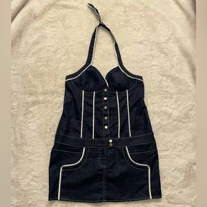 Vintage Denim look Halter dress